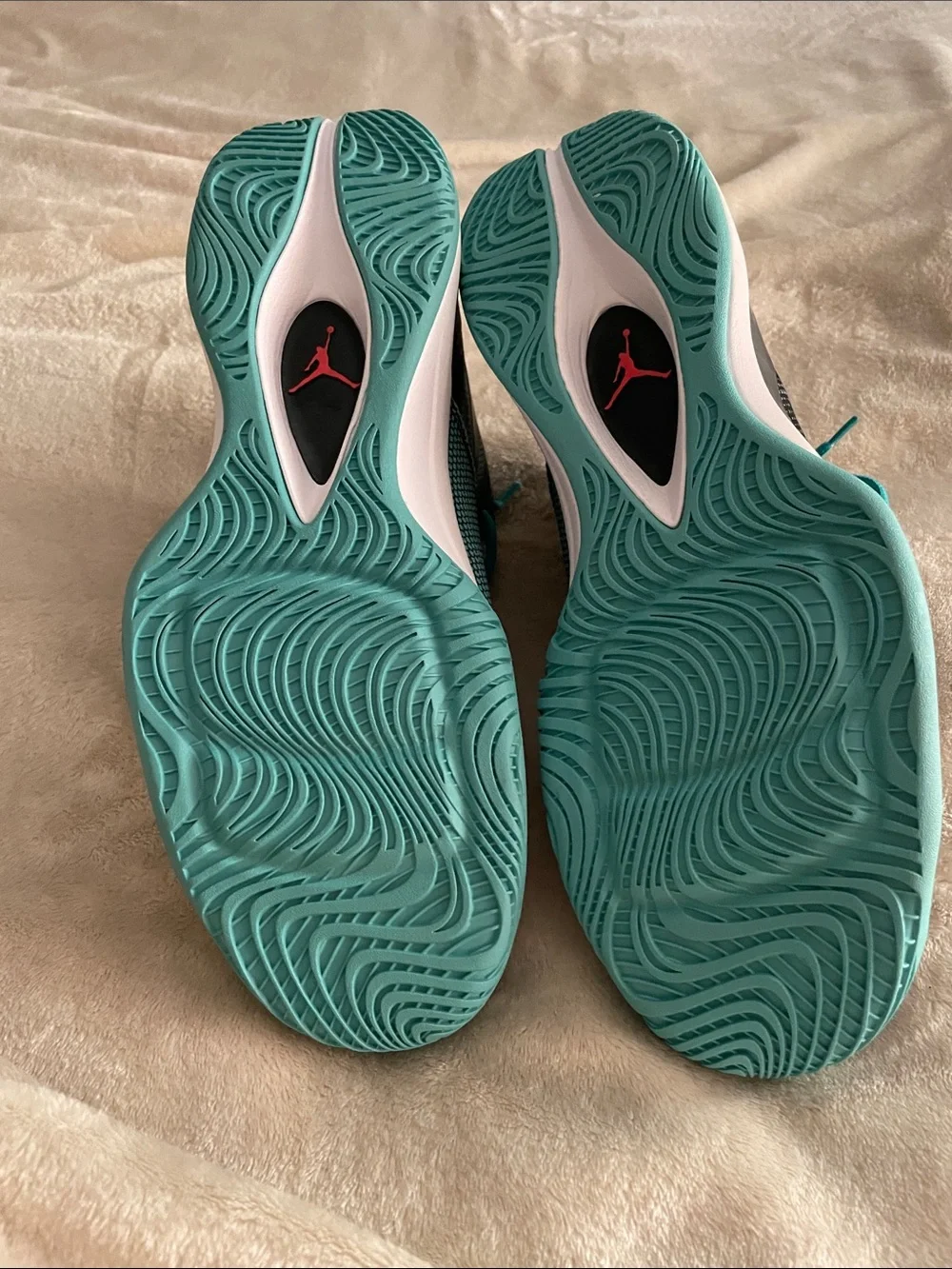 Jordan Black & Teal Low-Top Basketball Shoes with Red Accents